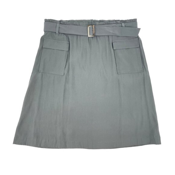 J. Jill Caraway Olive Green Belted Paperbag Skirt Womens Modest Size XLP Pockets - Picture 1 of 10